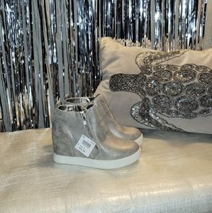 High-top Grey Wedge Sneakers size 1